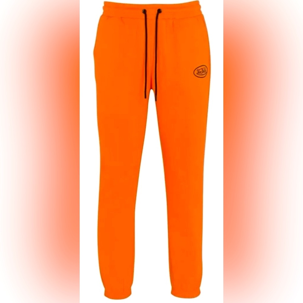Von Dutch Orange Joggers w/ Black Logo Patch size M - Unisex
